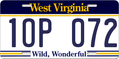 WV license plate 1OP072