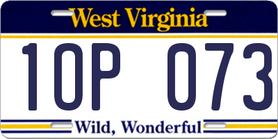 WV license plate 1OP073