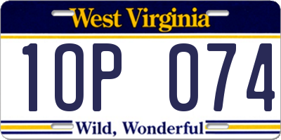 WV license plate 1OP074