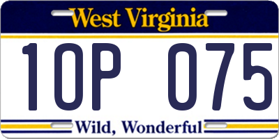 WV license plate 1OP075