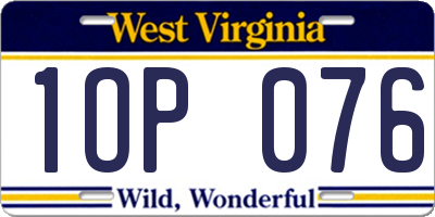 WV license plate 1OP076