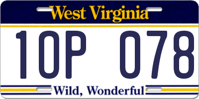 WV license plate 1OP078