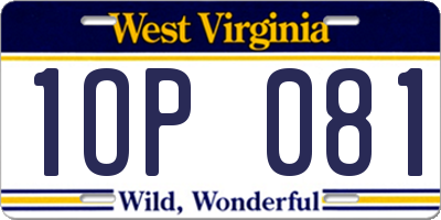 WV license plate 1OP081