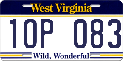 WV license plate 1OP083