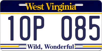 WV license plate 1OP085