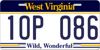 WV license plate 1OP086