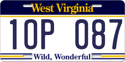 WV license plate 1OP087