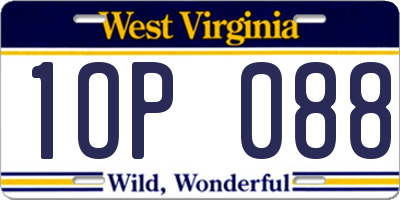 WV license plate 1OP088