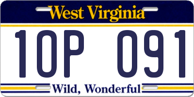 WV license plate 1OP091