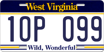 WV license plate 1OP099