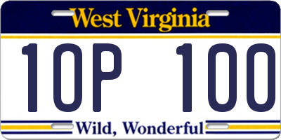 WV license plate 1OP100