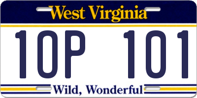 WV license plate 1OP101