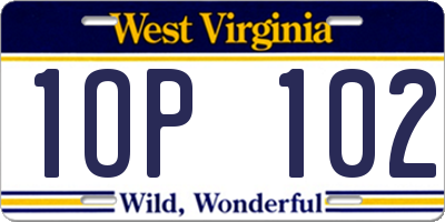 WV license plate 1OP102