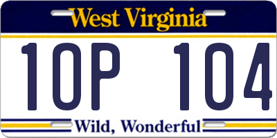 WV license plate 1OP104