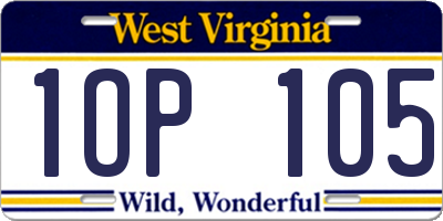 WV license plate 1OP105