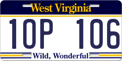 WV license plate 1OP106