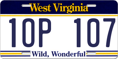WV license plate 1OP107