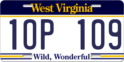 WV license plate 1OP109