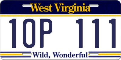 WV license plate 1OP111