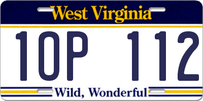 WV license plate 1OP112