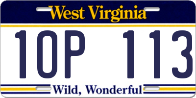 WV license plate 1OP113