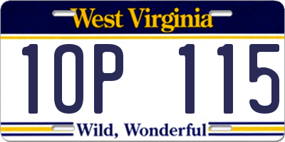 WV license plate 1OP115