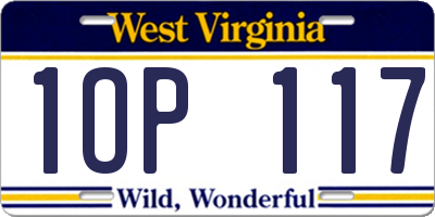 WV license plate 1OP117