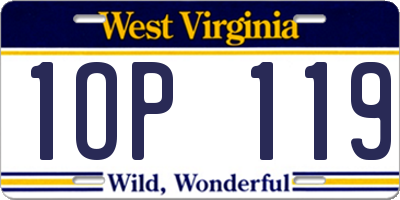 WV license plate 1OP119