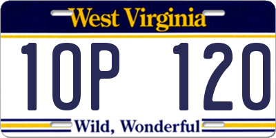 WV license plate 1OP120