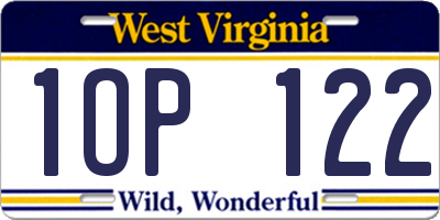 WV license plate 1OP122