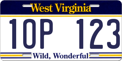 WV license plate 1OP123