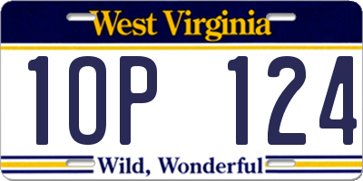 WV license plate 1OP124