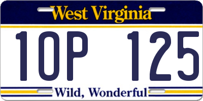 WV license plate 1OP125