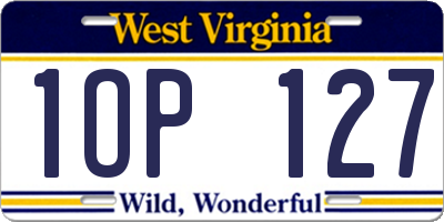 WV license plate 1OP127