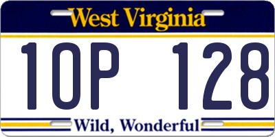 WV license plate 1OP128