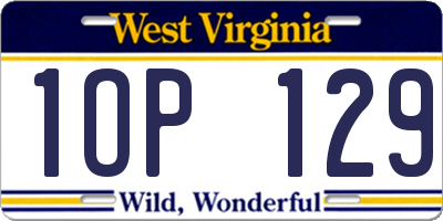 WV license plate 1OP129