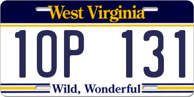 WV license plate 1OP131