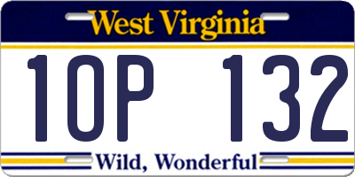 WV license plate 1OP132