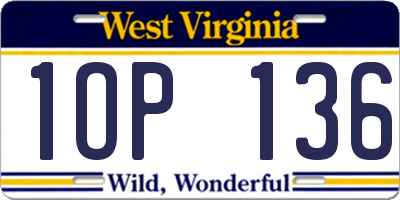 WV license plate 1OP136