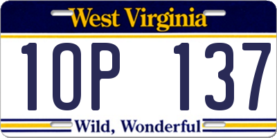 WV license plate 1OP137