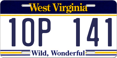 WV license plate 1OP141