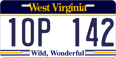 WV license plate 1OP142