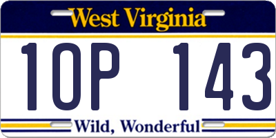 WV license plate 1OP143