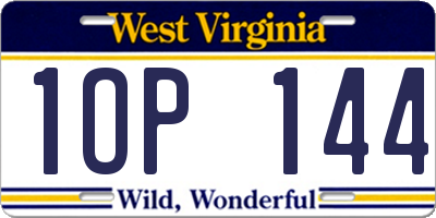 WV license plate 1OP144