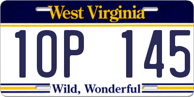WV license plate 1OP145