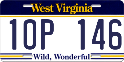 WV license plate 1OP146