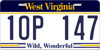 WV license plate 1OP147