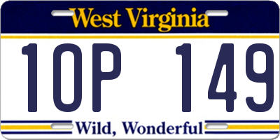 WV license plate 1OP149