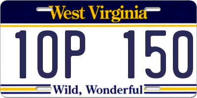 WV license plate 1OP150