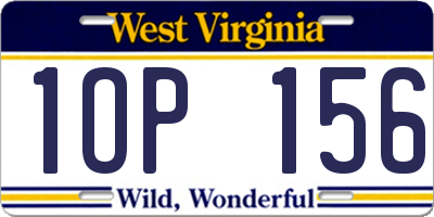 WV license plate 1OP156